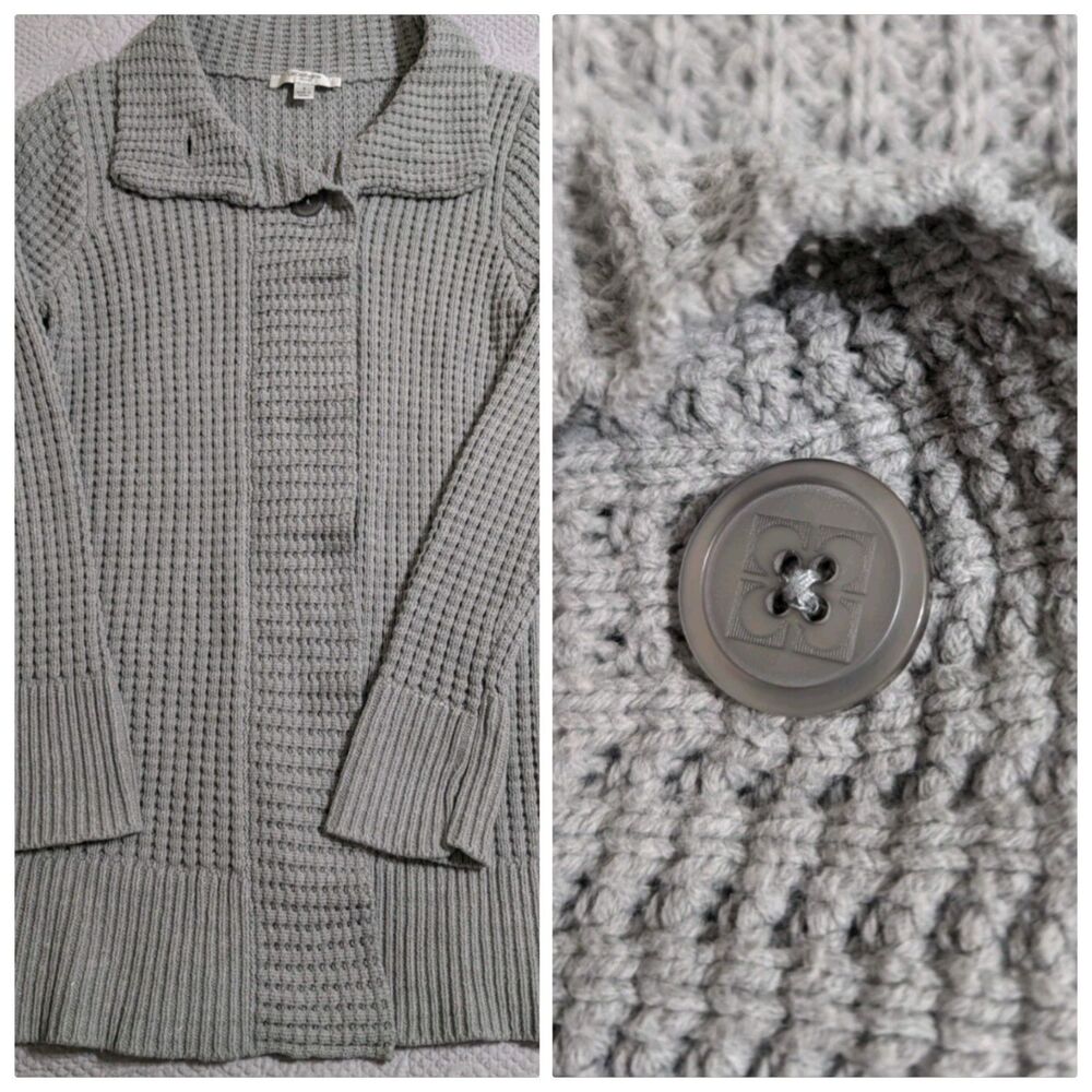 Liz Claiborne Cardigan Chunky Cotton Blend Granny Core Small 33 X 27.5